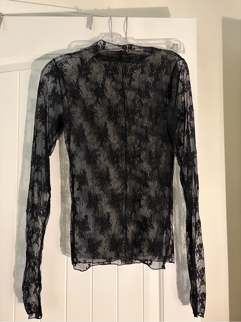 Free people Sheer Black Lace Long-Sleeve Top - Elegant Women's Layering Piece